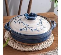 fUfIzU Cazuela Tradicional Japonesa De Arcilla Donabe, Olla Caliente Familiar, Cazuela De Cerámica con Aislamiento Redondo, Olla para Cocinar Al Vapor A Fuego Lento, Olla De Cocción Lenta,1.6L