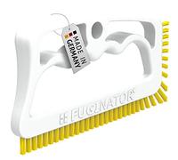 Fuginator Cepillo de limpieza para azulejos y lechada: cepillo de cerdas de nailon rígido, limpiador de bañera y ducha para juntas de suelo y costuras de azulejos, cepillo de limpieza (blanco/amarillo