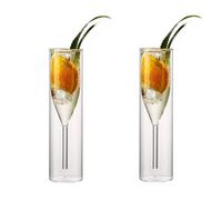 FUHAI-666 vasos de vidrio Copa de champán doble capa vidrio transparente, 2 piezas copas pie alto, elegante capacidad 3,72 oz for reuniones amigos