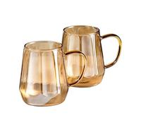 FUHAI-666 vasos de vidrio Set of 2 Glass Coffee Cups, 11.8Oz(Amber)