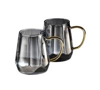 FUHAI-666 vasos de vidrio Set of 2 Glass Coffee Cups, 11.8Oz(Grey)