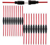 FULARR® 20Pcs Profesional Tubo Vidrio Portafusible Set, Portafusible Tipo Tornillo en Línea con Cable 16 AWG, para Rápido Soplado Vidrio Fusible (10Pcs 5X20mm + 10Pcs 6X30mm)