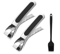 FULHANY 2 Piezas Pinzas Cocina - Tazones De Clip Para Plato - Pinzas De Silicona Para Airfryer - Apto Para Freidoras De Aire Caliente, Hornos, Sartenes, Con Cepillos De Silicona (Negro)