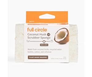 Full Circle Pack de 2 Esponjas de Coco Resistentes para Fregar | Fibra Natural de Cáscara de Coco + Celulosa Suave | Apta para Superficies Antiadherentes | Eco-Friendly sin BPA
