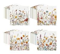 Fulmoon 200 servilletas de cóctel florales de otoño, desechables, servilletas de papel para decoupage, servilletas de papel de flores silvestres, toalla de bebidas para verano, otoño, fiesta
