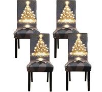 Fuloon 4 6 Piezas Fundas Sillas de Navidad,Fundas para Sillas de Comedor Navideñas Decoración Navideña, Fundas Sillas Comedor Desmontables Lavables para Banquete Hogares Fiesta Décor