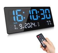Fuloon Reloj de Pared Digital, 15,5" Grande Reloj Despertador Digital con Calendario, Segundos, Temperatura, Fecha, Semana, Reloj de Mesa Digital con Soporte para Salón Cocina Oficina