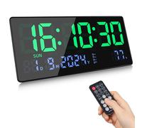 Fuloon Reloj de Pared Digital, 15,5" Grande Reloj Despertador Digital con Calendario, Segundos, Temperatura, Fecha, Semana, Reloj de Mesa Digital con Soporte para Salón Cocina Oficina