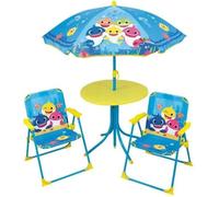 Fun House Baby Shark Muebles de jardín con mesa, 2 sillas y sombrilla