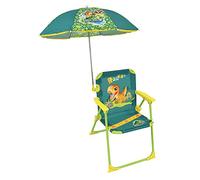Fun House Infantil Jurassic World 713465 Silla Plegable Camping Dinosaurios Dimensiones: H.38,5 XL.38,5 x P.37,5 cm + Parasol Ø 65 cm, Multicolor