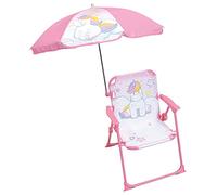 Fun House Silla plegable de camping Unicornio para niños H38.5 x W38.5 x D37.5 cm + Sombrilla Ø65 cm