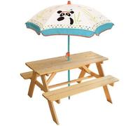 Fun House Mesa de picnic de madera con sombrilla PANDA INDIA para niños