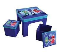 FUN HOUSE pyjamsques Mesa con 2 taburetes de Almacenamiento Plegable para niños, MDF/Mural, 52 x 52 x 15 cm
