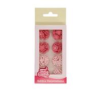 FunCakes Decoraciones de Azúcar Flores Rosas: Listas para usar en la decoración de tartas, perfectas para cupcakes, muffins y más, Set/64
