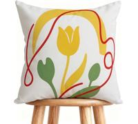 Funda Almohada 45 x 45 cm Cojines Exterior Amarillo Cojines Cama Decorativos Lino con Cremallera Invisible para Home Decor Flor B-N6X59