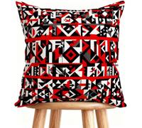 Funda Almohada 60 x 60 cm Cojines Exterior Rojo Cojines Cama Decorativos Lino con Cremallera Invisible para Home Decor Bohemia 6-Q2BRA