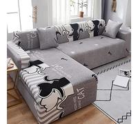 Funda Chaise Longue 2 piezas impresas Funda Sofa Chaise Longue Suavidad Antipolvo Elástico Estiramiento En Forma De L Cubre Sofá Nórdico Universal para la decoración del hogar -I-2 plazas+3 plazas