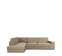 Funda Chaise Longue con respaldo izquierda bielástica Jaz 01-BEIGE IZQUIERDA