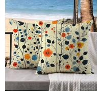 Funda Cojin 35x35 Juego de 2 Lino Funda de Almohada Planta Fundas de Cojines, Cojines para Sofa Color Crema Fundas Cojin Pillow Case Impermeable, Decoracion Hogar, Decoracion Jardin Exterior k-879