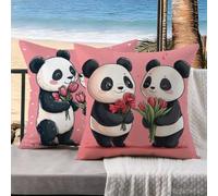 Funda Cojin 45x45 Juego de 2 Lino Funda de Almohada Panda Fundas de Cojines, Cojines para Sofa Rosa Fundas Cojin Pillow Case Impermeable, Decoracion Hogar, Decoracion Jardin Exterior k-785