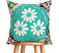 Funda Cojín 55x55 cm Copricuscini Divano Flor Cojines Sofa Lino para Sofá Cama Coche Hogar Decorativos Verde Salvia 1-W837D