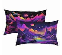 Funda Cojin 60x80 Paisaje Juego de 2, Terciopelo Montaña Fundas Cojines Exterior Impermeable, Transpirables Funda de Almohada con Cremallera Oculta, para Cojines Decorativos, Sofá, Dormitorio S6-931