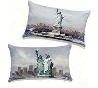 Funda Cojín 70x90 cm Juego de 2 Nueva York, Funda Almohada 70 x 90 cm, Lino Cojines para Sofa Invierno Patrón Impresión a Doble Cara HD para Primavera y Verano Decorativos, Regalo Mujer 7-372RQ4