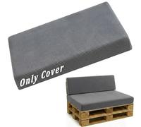 Funda Cojín Palet 120×80 120×40 Elástica Jacquard Funda Sofá Palet De Repuesto Con Correas Cruzadas Para Terraza Balcón DIY Muebles De Madera Protector Antideslizante(Gris oscuro,Seat 80x120cm)