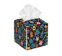 Funda cuadrada de cuero para caja de pañuelos, diseño de guitarra loca, moderno, abstracto, hiphop, música juvenil, arte callejero, organizador de papel facial, dispensador para mesa, baño, mesa de