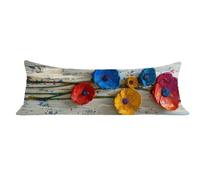 Funda de Almohada 50 x 150 cm Abstracto Protector Almohada 150 cm con Cremallera Invisible, Lino Durable y Transpirable Pillow Case Flor Impresión a Doble Cara para Cama, Sofá y Dormitorio dg-633