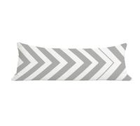 Funda de Almohada 50 x 150 cm Gris Protector Almohada 150 cm con Cremallera Invisible, Terciopelo Suave y Transpirable Pillow Case Raya Impresión a Doble Cara para Cama, Sofá y Dormitorio dg-636