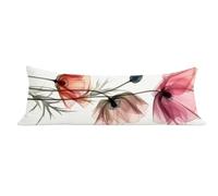 Funda de Almohada 50 x 150 cm Rosa Protector Almohada 150 cm con Cremallera Invisible, Lino Durable y Transpirable Pillow Case Largas Flor Impresión a Doble Cara para Cama, Sofá y Dormitorio dg-646