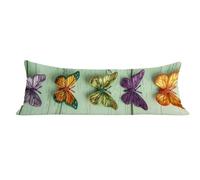 Funda de Almohada 50 x 150 cm Verde Salvia Protector Almohada 150 cm con Cremallera Invisible, Lino Durable Pillow Case Largas Mariposa Impresión a Doble Cara para Cama, Sofá y Dormitorio dg-637