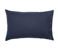 Funda de Almohada de Lino y algodón, Color Azul estándar