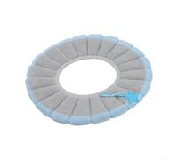 Funda de asiento de inodoro de acrílico aislada de 30 cm con mango (azul A) | Aislamiento extra grueso, tacto de poliéster suave, lavable a máquina, correa de fácil asa, se adapta a asientos ovalados