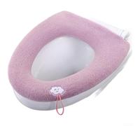 Funda de asiento de inodoro suave y cálida de felpa lavable para asiento ovalado estándar, capa higiénica de fibra elástica 32 x 32 cm (A)