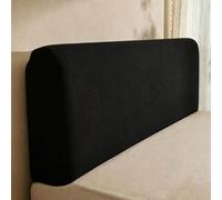 Funda de cabecera de Cama de Forro Polar Suave a Cuadros de Color sólido, Funda elástica Universal para cabeceras de Camas Individuales, Dobles y tamaño súper King-Black||120cm