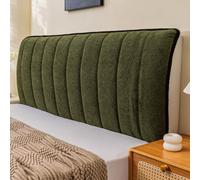 Funda de cabecera de Cama de Tela Chenilla Gruesa de Color sólido, Funda de cabecera Moderna para Camas Individuales, Dobles y tamaño King, Decorativas y Antipolvo- Green|| 220cm