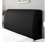 Funda de cabecera de Cama de Tela de Seda Suave de Color sólido, Funda para cabecera para Camas Individuales, Dobles y tamaño King, Decorativa Antipolvo-Black|| 180cm