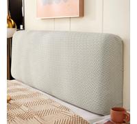 Funda de cabecera de Cama de Tela elástica Jacquard de Color sólido con patrón Simple, Cubre cabecero para Camas Individuales, Dobles y tamaño King, Fundas Antipolvo- Light Gray|| 180cm