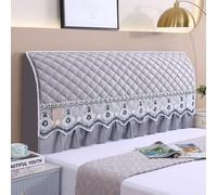 Funda de cabecera de Cama de Terciopelo holandés Grueso con Encaje Bolsa de Almacenamiento, Funda para cabeceras de Camas Individuales, Dobles y tamaño King- Light Gray B|| 190×65cm
