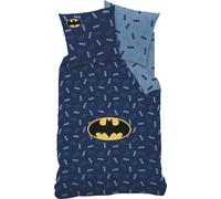 Funda de cama Unyqoos® Batman Iconic, de algodón, para cama individual – 140 x 200 cm, incluye 1 funda de cojín de 63 x 63 cm, con el logo de Batman y el símbolo del murciélago