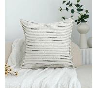Funda de cojín de chenilla Unyqoos® de 45 x 45 cm – Estilo bohemio, diseño en blanco y , funda de cojín decorativa suave con cremallera, ideal para salón y dormitorio