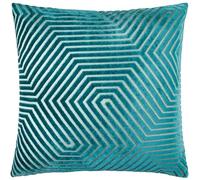 Funda de cojín de Terciopelo Paoletti Evoke: Lujosa Funda de cojín Cuadrada Decorativa con Estampado de chevrones (Verde Azulado - 55x55cm)