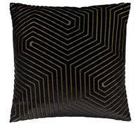 Funda de cojín de Terciopelo Paoletti Evoke: Lujosa Funda de cojín Cuadrada Decorativa con Estampado de chevrones (Negro - 45x45cm)