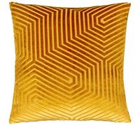 Funda de cojín de Terciopelo Paoletti Evoke: Lujosa Funda de cojín Cuadrada Decorativa con Estampado de chevrones (Dorada, 45x45cm)