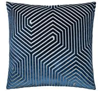 Funda de cojín de Terciopelo Paoletti Evoke: Lujosa Funda de cojín Cuadrada Decorativa con Estampado de chevrones (Azul Marino - 55x55cm)