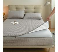 Funda de colchón acolchada para cama individual de 90 x 190 pulgadas, protector de colchón impermeable con cremallera, funda transpirable, antipolvo y lavable, sábana bajera ajustable gris
