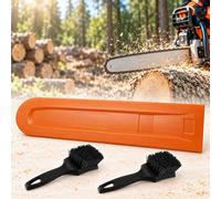 Funda de Espada de Motosierra para Bosch AdvancedChain 18V-35-15 | Protector de barra con 2 cepillos para almacenamiento, trabajo forestal, jardín y limpieza habitual