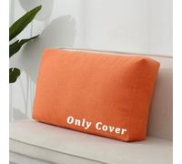 Funda De Lino Grande para Cojín De Respaldo De Sofá, Transpirable, con Textura 3D, para Almohadas Lumbares Gruesas, Cremallera Oculta, Apta para Cojines De 4, 6 Y Orange 70x50x10cm